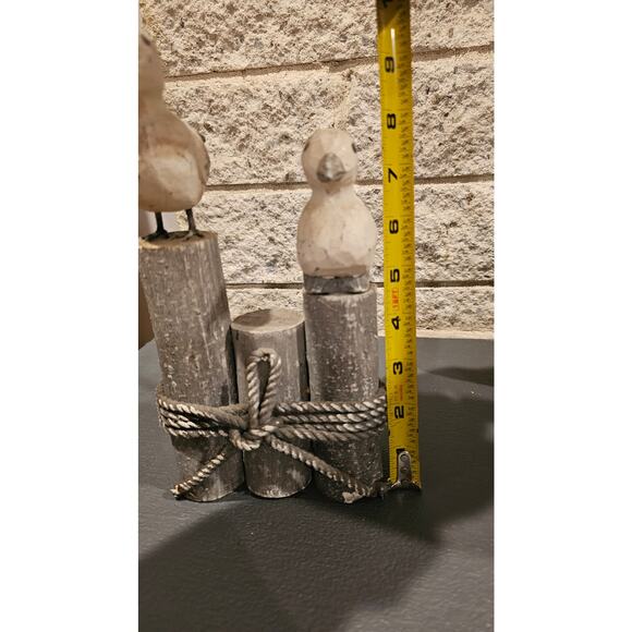 Two Seagulls on Wood Pier Posts Hand Made Figurine Decor Nautical Maritime Rope - Picture 8 of 14